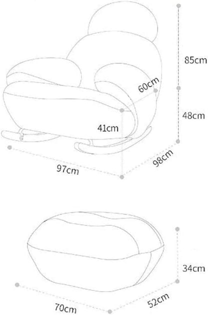 Wiegstoel – Schommelstoel – Fauteuil – Relaxstoel – Loungechair – Crèmekleurige Stof – Ergonomisch Ontwerp – Inclusief Voetenbankje