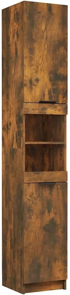vidaXL Bathroom cabinet 32x34x188.5cm wood smoked oak, bathroom cabinet, storage solution, cupboard, bathroom cabinet, cabinet, tall cabinet