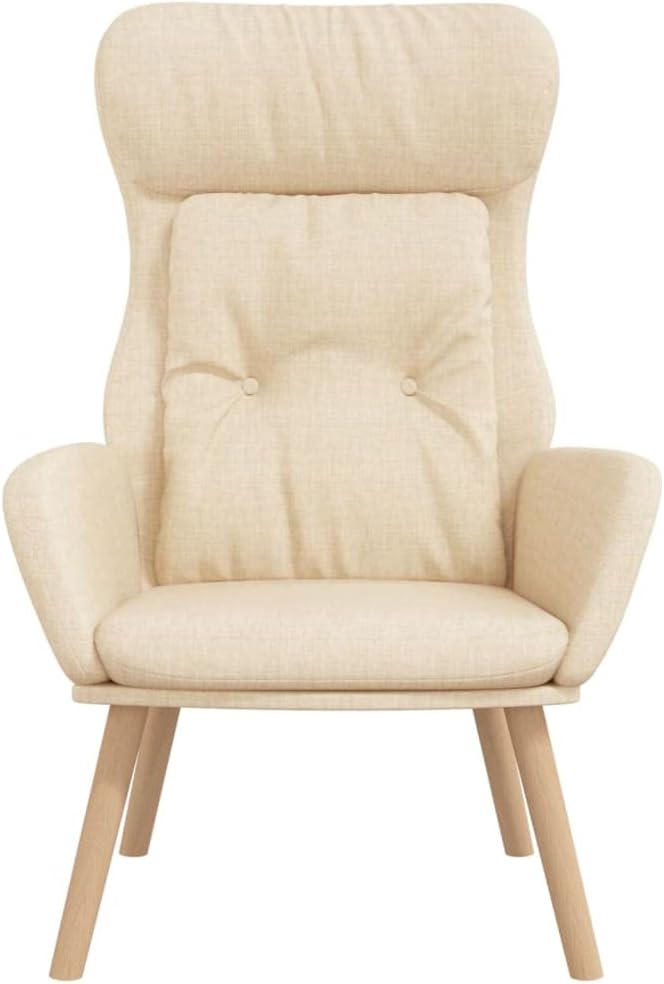 Relaxstoel – Tv-Stoel – Ligstoel – Fauteuil – Loungestoel – Crème Stof – Met Ligfunctie – Metalen Frame & Rubberhouten Poot