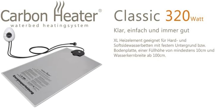TBD Classic XL, 320 watt, intelligente energiebesparende waterbedverwarming voor solo/mono/UNO waterbedden