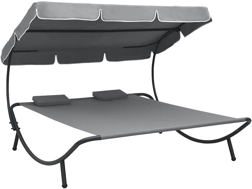 Zonnebed – Ligbed Voor Buiten – Relaxstoel – Strandligstoel – Tuinligbed – Met Luifel En Kussens – Weerbestendig Oxford Polyester – Ruim 200x180 cm