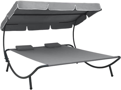 Zonnebed – Ligbed Voor Buiten – Relaxstoel – Strandligstoel – Tuinligbed – Met Luifel En Kussens – Weerbestendig Oxford Polyester – Ruim 200x180 cm