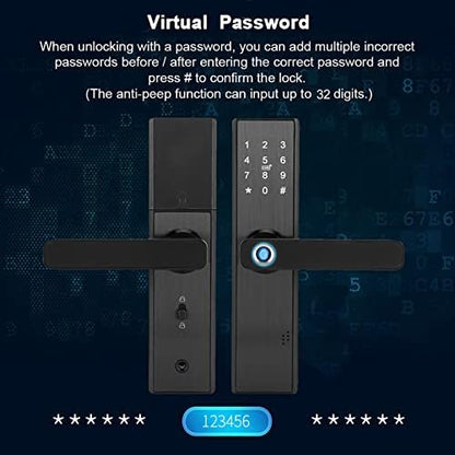 Smart Door Lock Smart Keyless Lock, WiFi Vingerafdruk en Touchscreen Deurslot Yale Voordeur Vingerafdrukslot Biometrisch