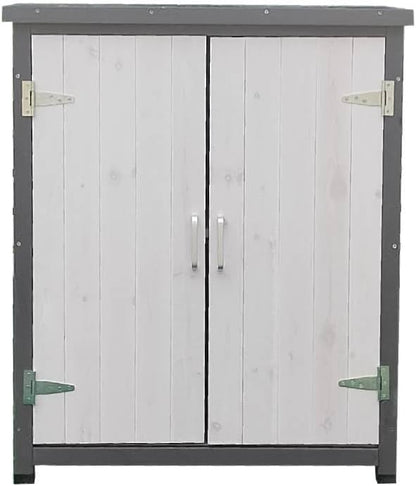 Melko Garden cabinet, white/grey, tool shed with 2 doors, storage cabinet - QUORE