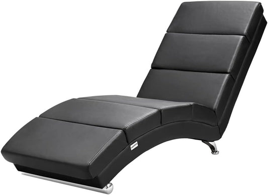 Casaria Relax Chair XXL London 186 x 89 x 55 cm Ergonomic Faux Leather Padded 180 kg Load Capacity Living Room Office Indoor Chaise Lounge Relax Chair Black - QUORE