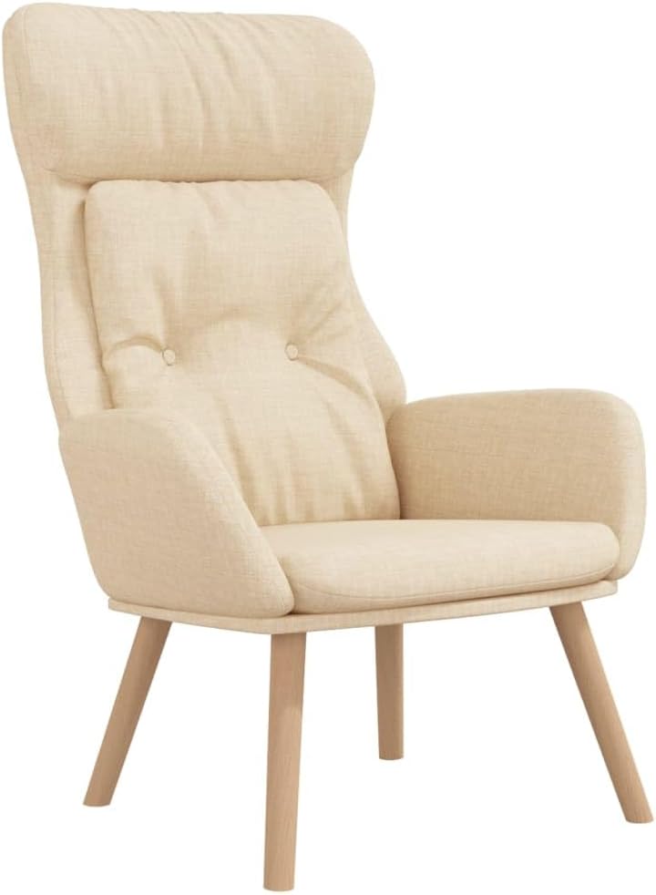 Relaxstoel – Tv-Stoel – Ligstoel – Fauteuil – Loungestoel – Crème Stof – Met Ligfunctie – Metalen Frame & Rubberhouten Poot