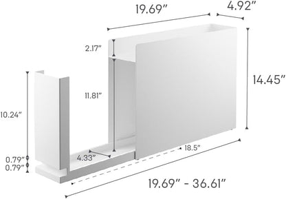 Yamazaki 6003 TOWER Sliding Seasoning Rack, white, Steel/Polypropylene, 12.5 x 50~93 x 36.7 cm