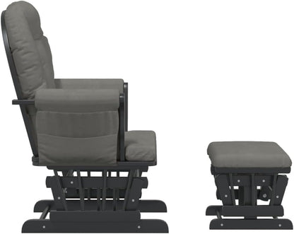 Schuifstoel – Relaxstoel – Fauteuil – Voedstoel – Lounge Stoel – Massief Rubberhout – Donkergrijs Stof