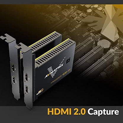 AVMATRIX PCIE Capture Card, 4K60 UHD Passthrough/Capture for Game streamen en opnemen met ultra-low latency on PS5/PS4/Pro Xbox Series X/S Xbox One X/S in OBS Windows en Linux VC12-4K
