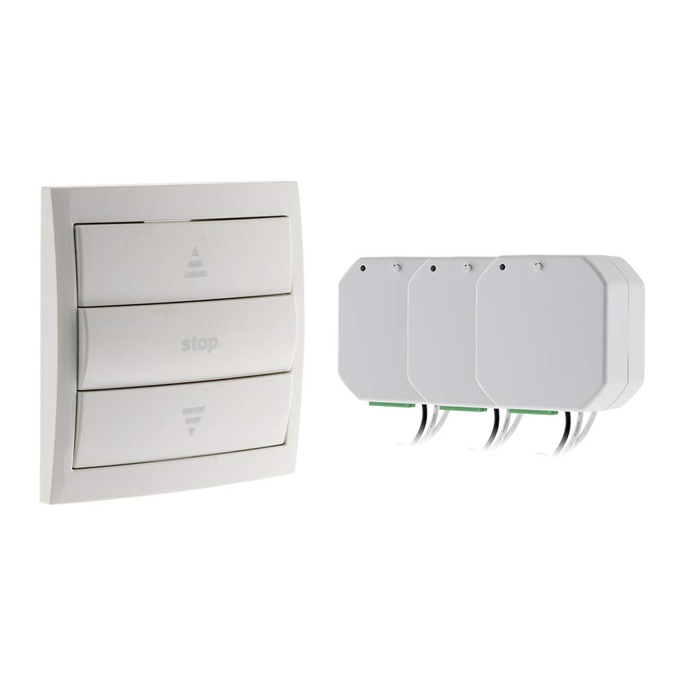 Otio - Afstandsbediend Rolluikpakket - Inclusief 1 Afstandsbediening + 3 Modules - Kunststof - Compatibel met OtioHome Gateway & Mobiele App, Gecentraliseerde Bediening voor 10 Apparaten - Wit