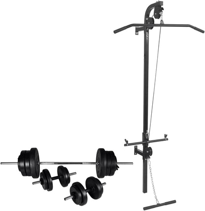 Power Tower Wandmontage – Wandrek Fitnessstation – Halterrek – Krachtstation – Dumbbell Set 61 kg – Compact Ontwerp – Robuuste Stalen Constructie