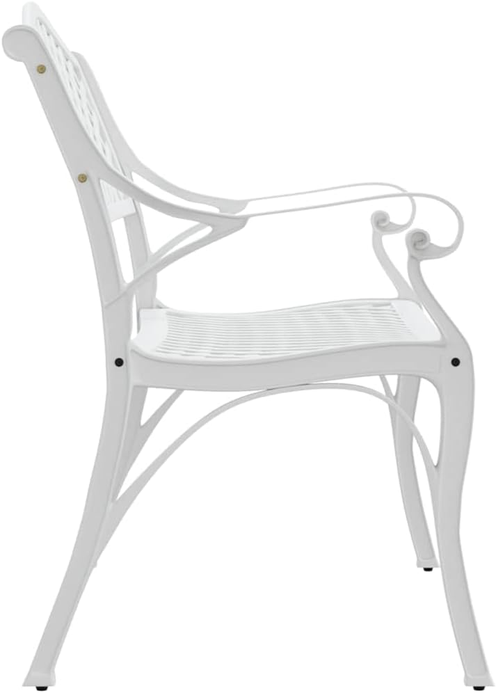 Garden bench 102 cm cast aluminium white - QUORE