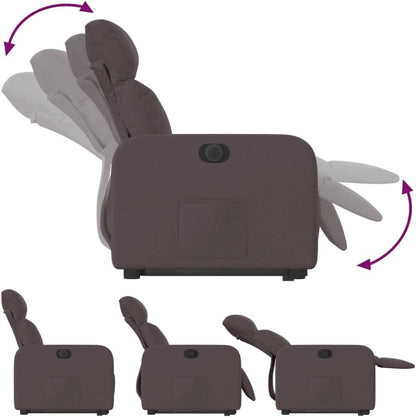 Relaxstoel Elektrisch – Relaxfauteuil – Sta-op Stoel – TV Stoel – Ligstoel – Donkerbruin Stof – Elektrische Opstahulp – Verstelbare Ligfunctie 135°