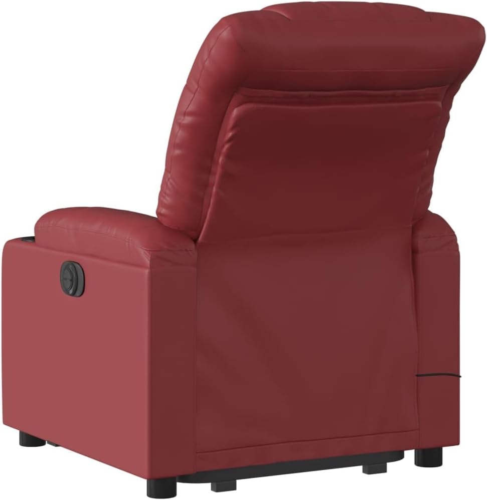 Elektrische Relaxfauteuil – Sta-op Stoel – Massagefauteuil – TV Stoel – Kantelbare Fauteuil – 6-Punts Vibratiemassage – Wijnrood Kunstleer