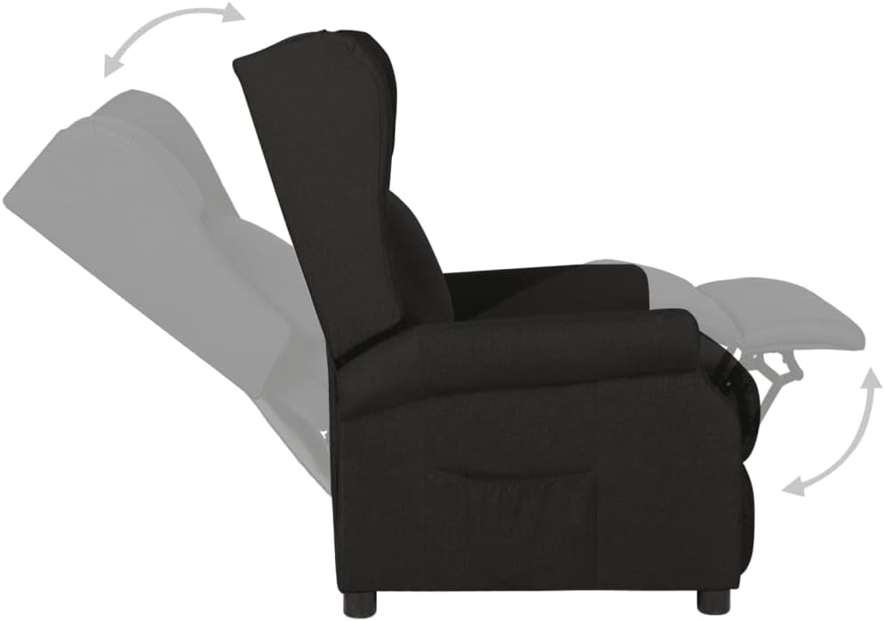 Relaxstoel zwart stof tv-stoel met ligfunctie, enkele ligstoel, relaxstoel voor woonkamer, slaapkamer, A4 - QUORE
