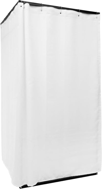 OUKANING Portable Dressing Cabin, 100 x 100 x 200 cm, Load Capacity 30-35 kg, Movable Dressing Room, Freestanding, Removable and Opaque, for 3-4 People, White - QUORE