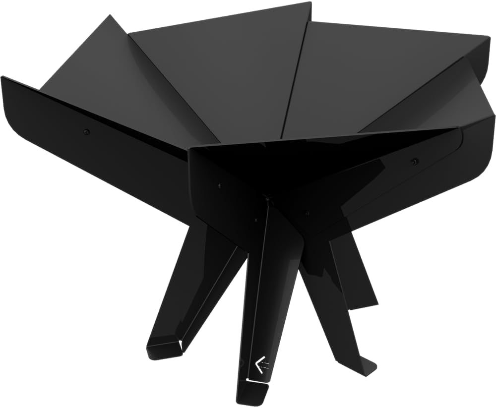 Kratki Fire Pyramid tuinvuurschaal vrijstaand, asymmetrisch, driehoekig, afmetingen B79 x L68.5 x H22,7 cm, gewicht 16,8 kg, gemaakt van robuust, hittebestendig staal