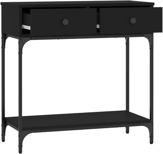 Gecheer Console Table with Drawer, Side Table, Hallway Table, Wall Table, Dressing Table, Black, 75 x 34.5 x 75 cm, Wood Material - QUORE