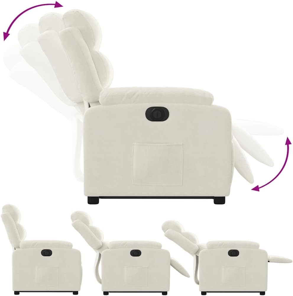 Recliner Chair with Stand Aid, Electric Cream, Velvet, TV Chair with Reclining Function, Single Lounger, Relax Chair for Living Room, Bedroom