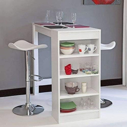 Temahome Bartafel met opbergruimte, Melamine spaanplaat, Wit, 115 x 50 x 102,7 cm