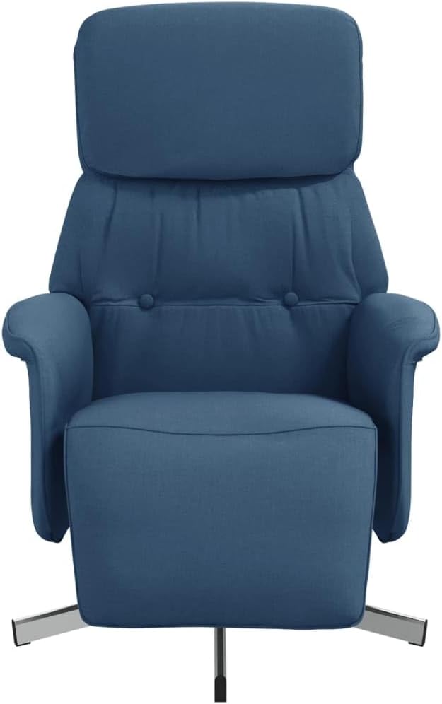 Relaxfauteuil – Verstelbare Fauteuil – Leunstoel – Luie Stoel – Draaifauteuil – Stof Blauw – Met Voetensteun – 360° Draaibaar