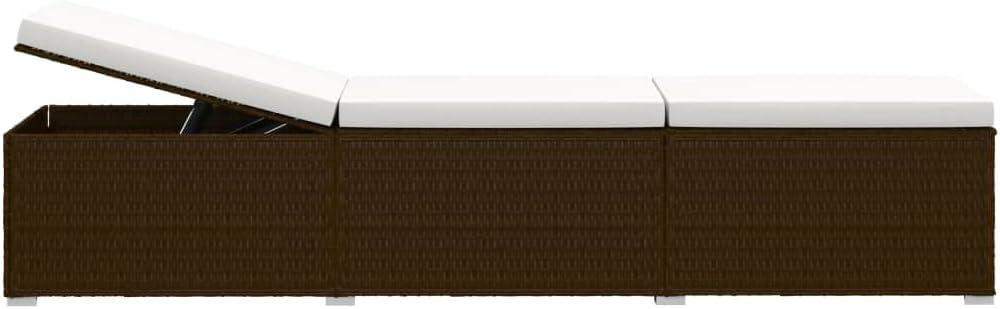 vidaXL 3-piece sunbed set with tea table poly rattan brown