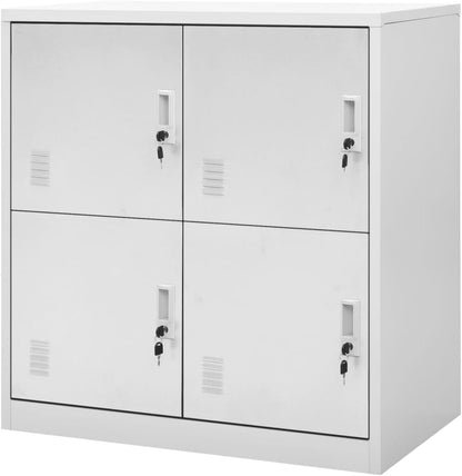 Steel Locker Cabinet Light Grey 90x45x92.5cm Metal Office Storage Cabinet - QUORE