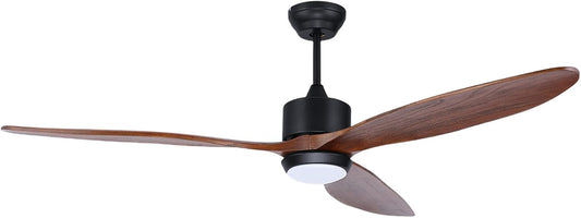 Ovlaim 165 cm Walnoot Houten DC Plafondventilatoren met Lichten Afstandsbediening, 3-bladige Propeller Slimme Plafondventilator voor Slaapkamer Woonkamer Winkel