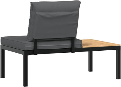 Garden Bench with Cushion Black Aluminium Bench Park Bench Balcony Bench Outdoor Bench for Garden Patio Balcony - QUORE