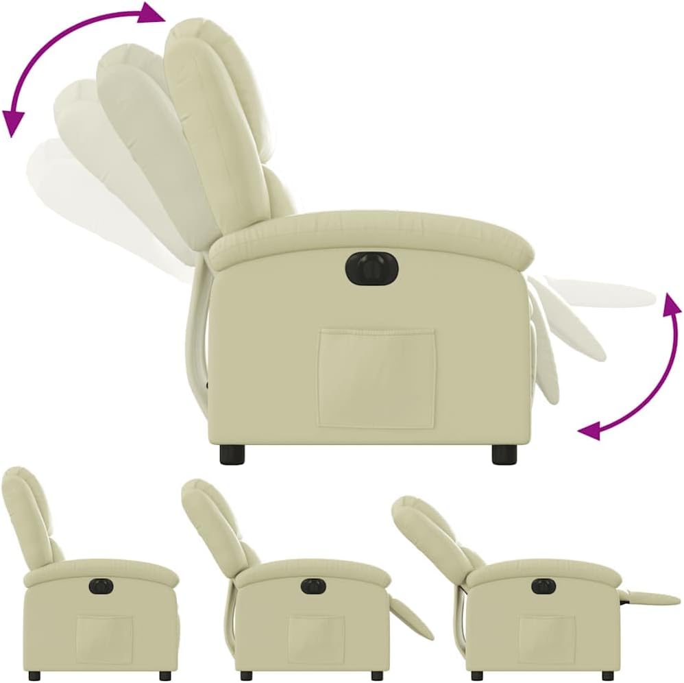 Relaxfauteuil – Elektrisch Verstelbare Fauteuil – Massagefauteuil – Ligstoel – Leunstoel – Echt Leder – Crème – Met Massagefunctie – Verstelbare Rugleuning