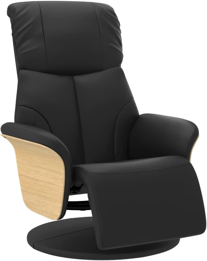 Relaxstoel – Fauteuil – TV-Stoel – Ligstoel – Loungestoel – 360° Draaibaar – Verstelbare Rugleuning 105-125° – Zwart Kunstleer