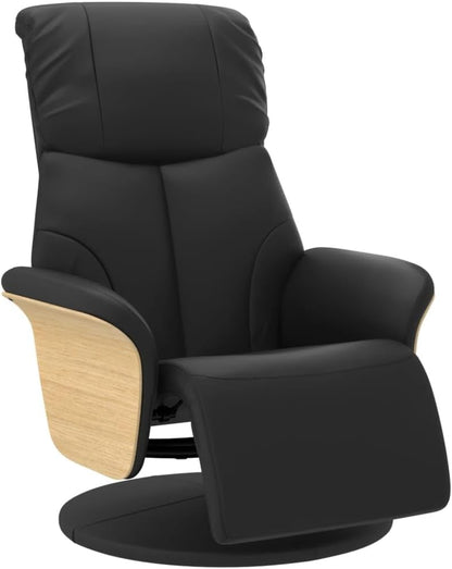 Relaxstoel – Fauteuil – TV-Stoel – Ligstoel – Loungestoel – 360° Draaibaar – Verstelbare Rugleuning 105-125° – Zwart Kunstleer