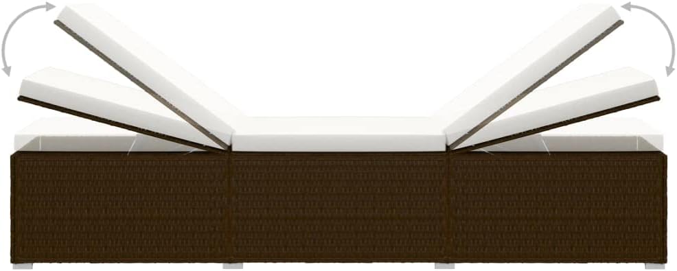 vidaXL 3-piece sunbed set with tea table poly rattan brown