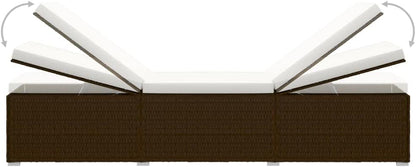 vidaXL 3-piece sunbed set with tea table poly rattan brown