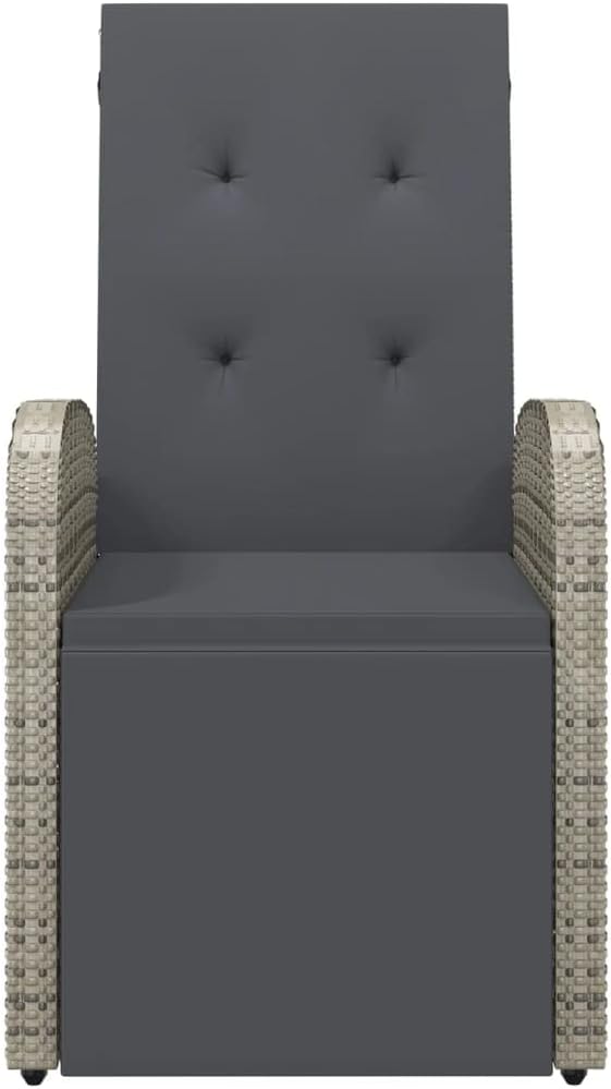 Tuinstoel – Tuinstoel – Lounge Stoel – Balkonstoel – Relaxstoel – Verstelbaar – Weerbestendig PE Rattan met Kussen – Staal Frame Donkergrijs