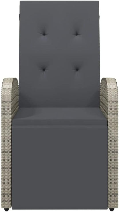 Tuinstoel – Tuinstoel – Lounge Stoel – Balkonstoel – Relaxstoel – Verstelbaar – Weerbestendig PE Rattan met Kussen – Staal Frame Donkergrijs