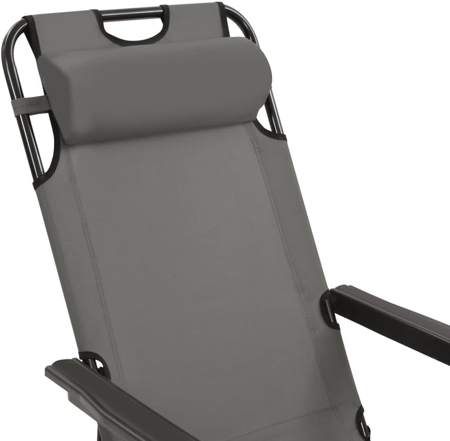 Zonne-ligstoel – Ligstoel – Tuinstoel – Strandstoel – Campingstoel – Inklapbaar – Weerbestendig 600D Polyester – Verstelbare Rugleuning en Voetensteun – Grijs – Set van 2