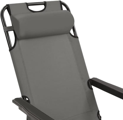 Zonne-ligstoel – Ligstoel – Tuinstoel – Strandstoel – Campingstoel – Inklapbaar – Weerbestendig 600D Polyester – Verstelbare Rugleuning en Voetensteun – Grijs – Set van 2