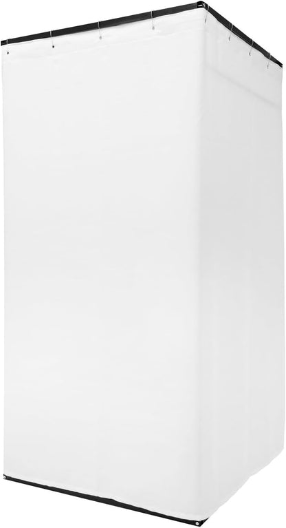 OUKANING Mobiele kleedcabine, vrijstaand, 100 x 100 x 200 cm, draagbaar vloerstaande kleedruimte, inkijkbescherming voor kledingwinkelcentra, kantoor, tuin, outdoor, wit - QUORE