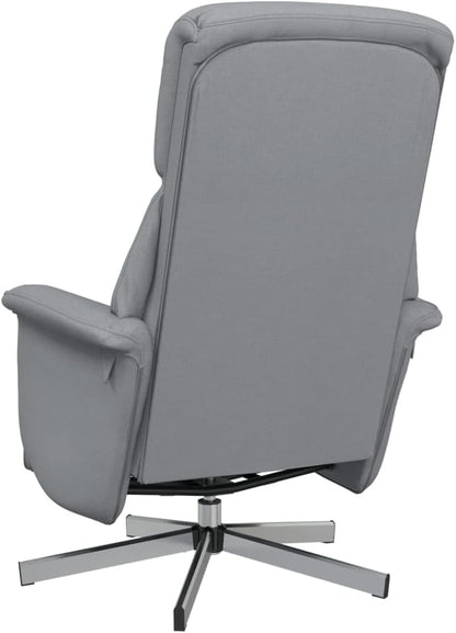 Relaxfauteuil – Verstelbare Fauteuil – Leunstoel – Draaifauteuil – Relaxstoel – Lichtgrijs – 360° Draaibaar – Handmatig Verstelbare Rugleuning en Voetensteun