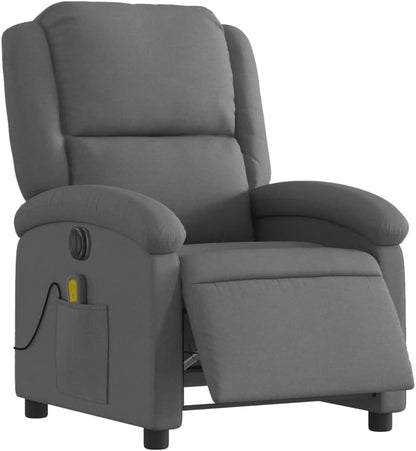 Massagestoel, elektrisch, donkergrijs, stof, relaxstoel, massagestoel, televisiestoel, ligfunctie, elektrisch kantelsysteem, mA2 - QUORE