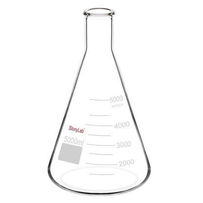 stonylab (1 Stuk) 5000 ml Erlenmeyer Glazen Kolven met Smalle Mond en Stevige Rand, 5 L (5 Liter)