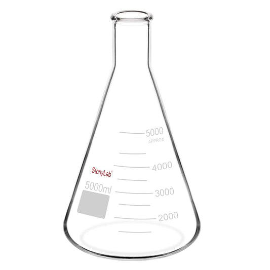 stonylab (1 Stuk) 5000 ml Erlenmeyer Glazen Kolven met Smalle Mond en Stevige Rand, 5 L (5 Liter)