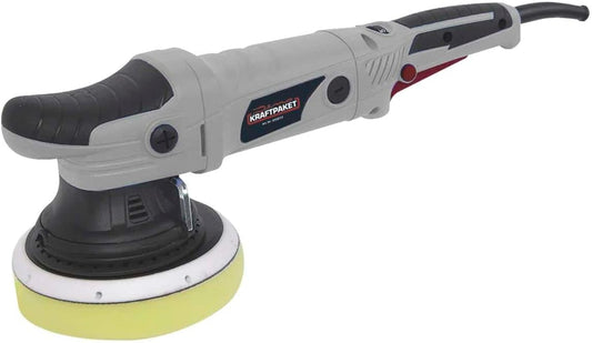 Dino KRAFTPAKET Excentrische polijstmachine, 21 mm - 720 W, traploos in set met polijstspons, polijstschijf, tas voor auto, boot, XXL-HUB