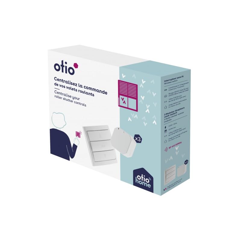 Otio - Afstandsbediend Rolluikpakket - Inclusief 1 Afstandsbediening + 3 Modules - Kunststof - Compatibel met OtioHome Gateway & Mobiele App, Gecentraliseerde Bediening voor 10 Apparaten - Wit