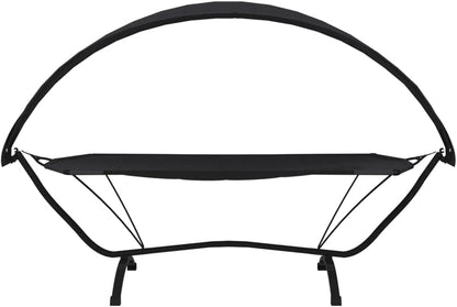 Sunbath, Outdoor Sun Lounger with Sun Canopy, Black, Steel and Oxford Fabric, Outdoor Sun Lounger, Beach Lounger, Relax Chair for Garden, Patio, Balcony, Camping - QUORE
