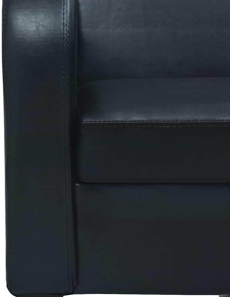 vidaXL Three Seater Sofa Faux Leather Black Three Seater Sofa Sofa Sofa - QUORE
