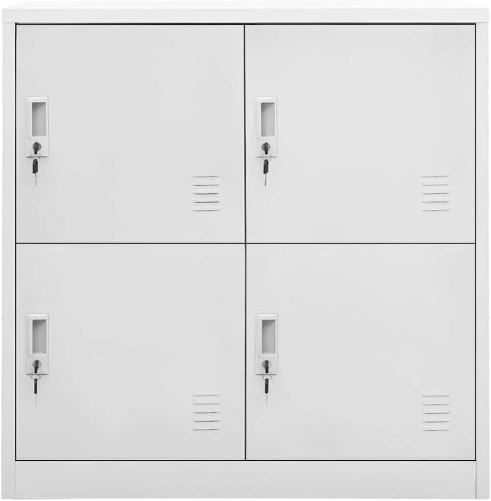 Steel Locker Cabinet Light Grey 90x45x92.5cm Metal Office Storage Cabinet - QUORE