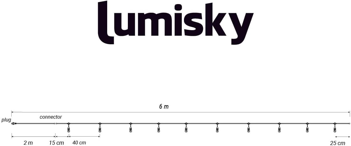 MAFY LIGHT Lichtsnoer voor buiten, aansluitbaar, 18 m, met 40 ledlampen, E27, warm wit