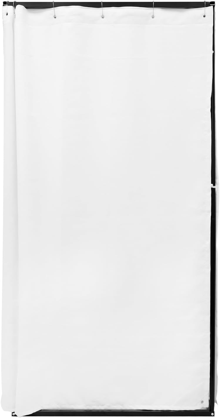 OUKANING Portable Dressing Cabin, 100 x 100 x 200 cm, Load Capacity 30-35 kg, Movable Dressing Room, Freestanding, Removable and Opaque, for 3-4 People, White - QUORE